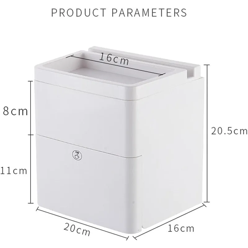 050 Fashion Home Wall Mounted Double-Layer Waterproof Paper Towel Box Storage Rack Garbage Bag Stora