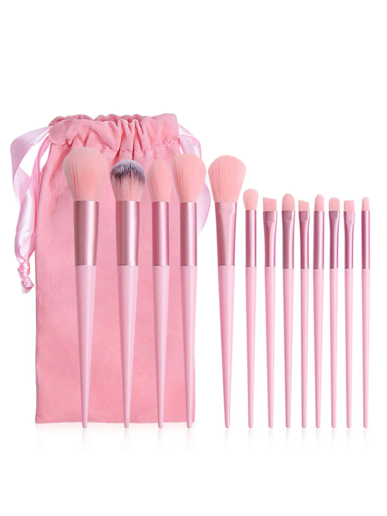 13pcs Two Tone Portable Makeup Brush Set Eye Shadow Powder Blusher Brush Girl Beauty Cosmetic Brush Makeup Tools Storage Bag