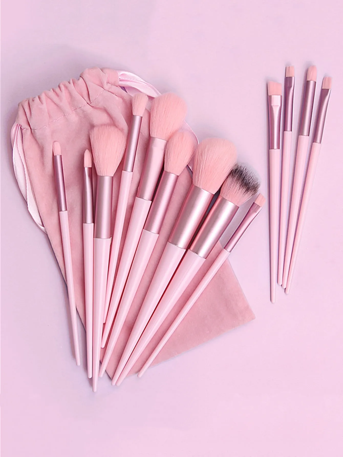 13pcs Two Tone Portable Makeup Brush Set Eye Shadow Powder Blusher Brush Girl Beauty Cosmetic Brush Makeup Tools Storage Bag