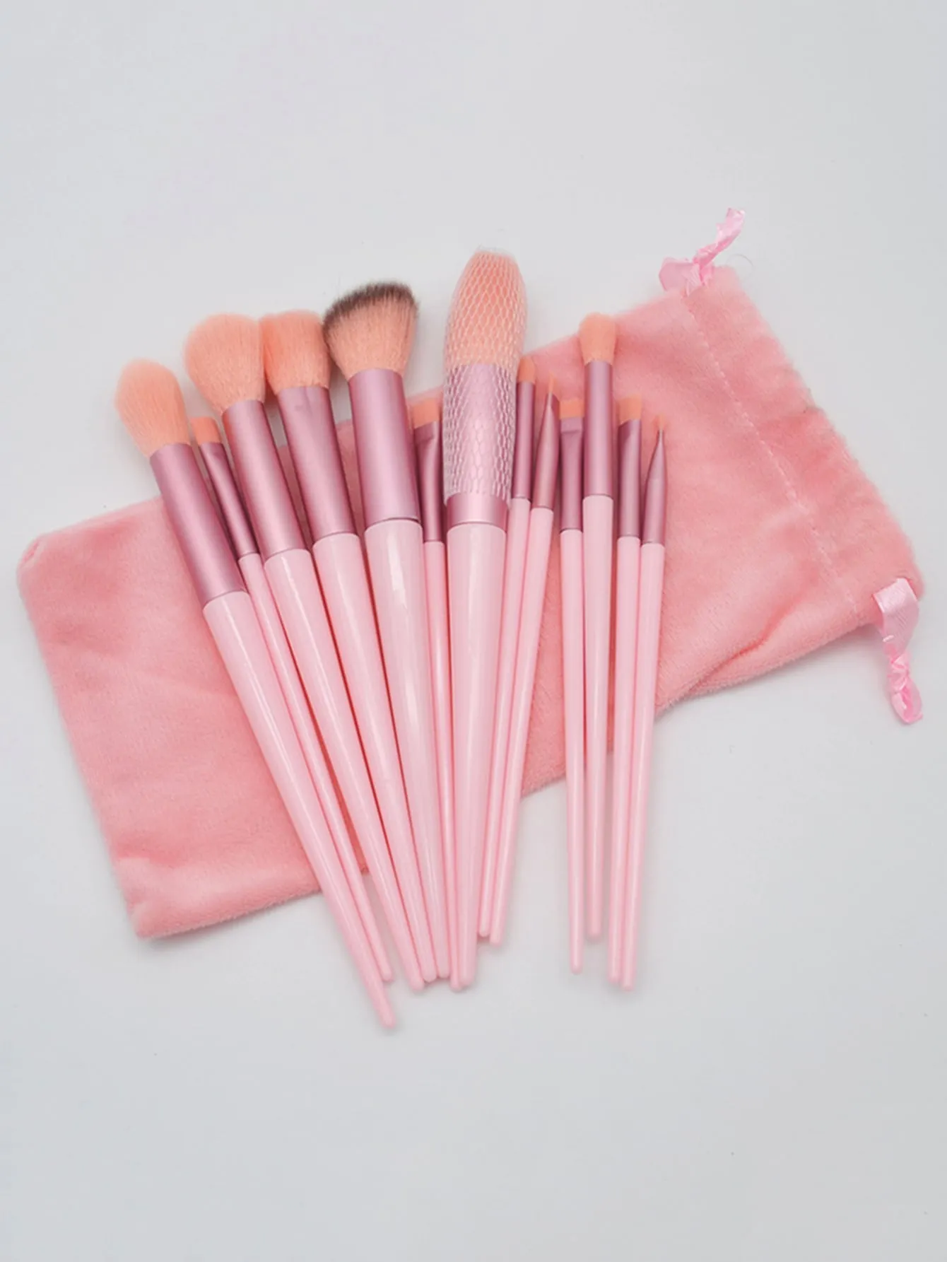 13pcs Two Tone Portable Makeup Brush Set Eye Shadow Powder Blusher Brush Girl Beauty Cosmetic Brush Makeup Tools Storage Bag