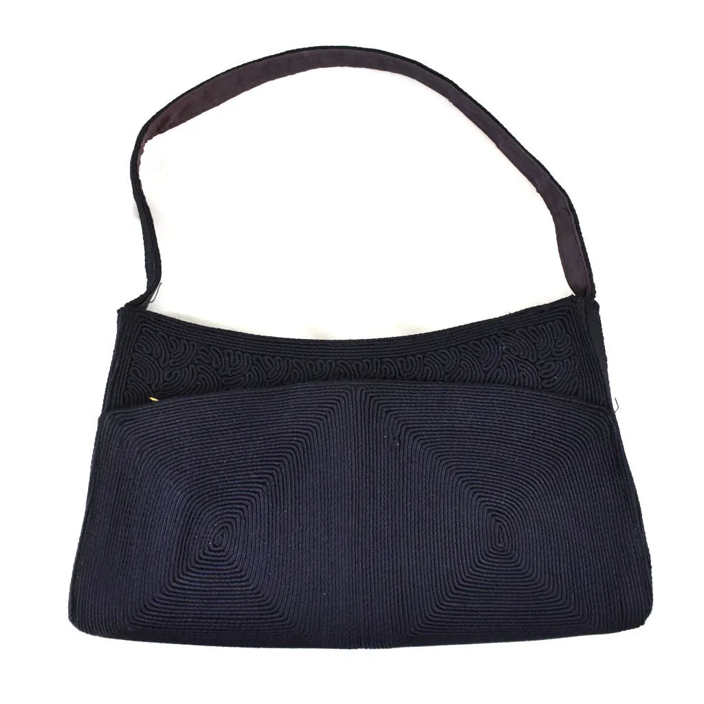 1940s Navy Corded Handbag