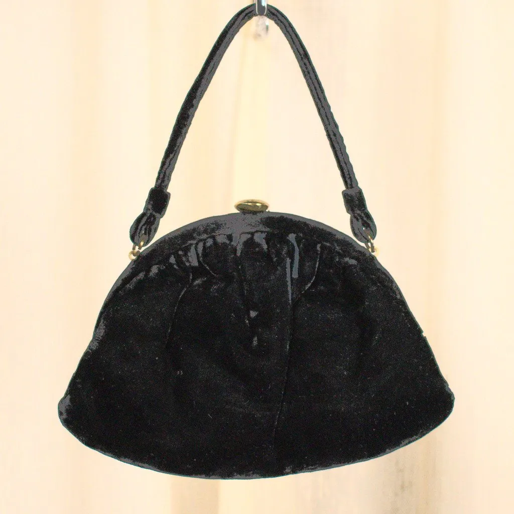 1950s Black Velvet Handbag