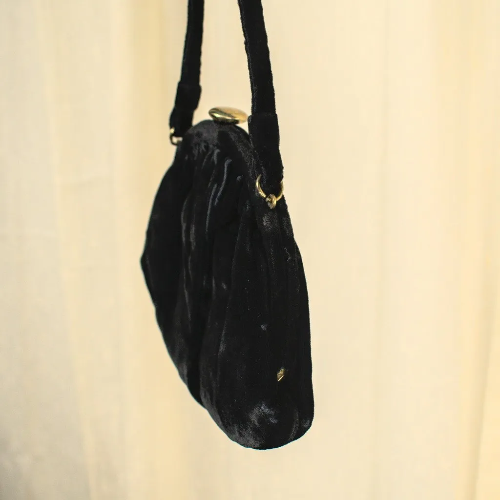 1950s Black Velvet Handbag