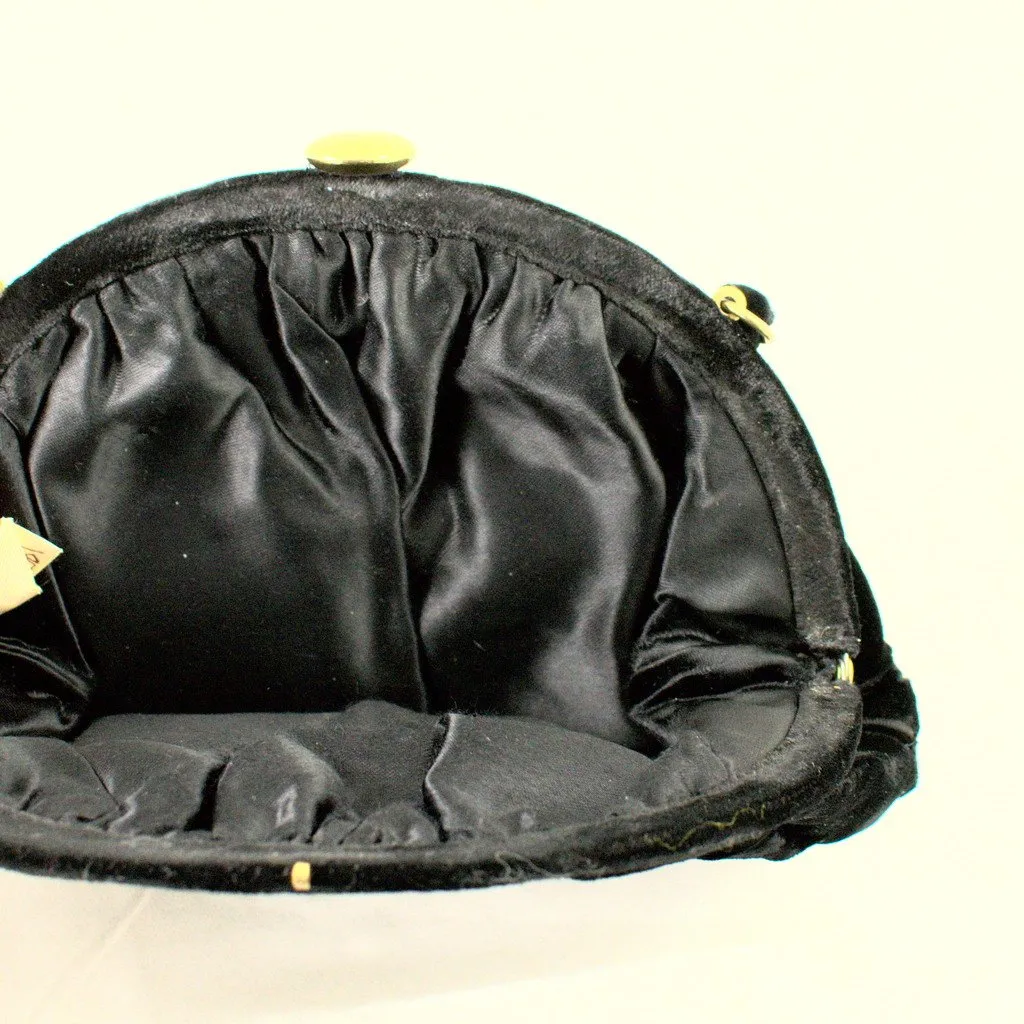 1950s Black Velvet Handbag