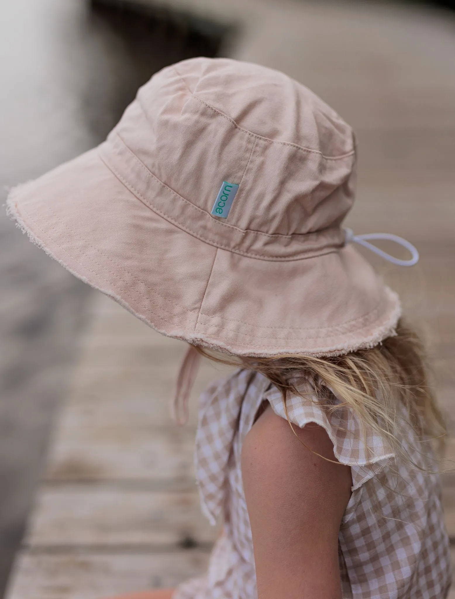 Acorn Kids Frayed Bucket Hat - VANILLA