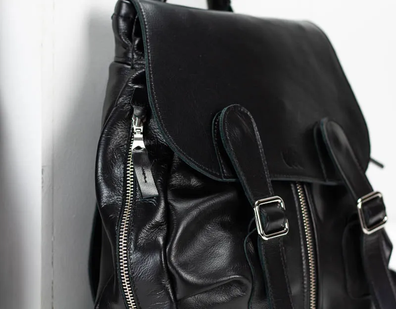 Artemis backpack - Black leather