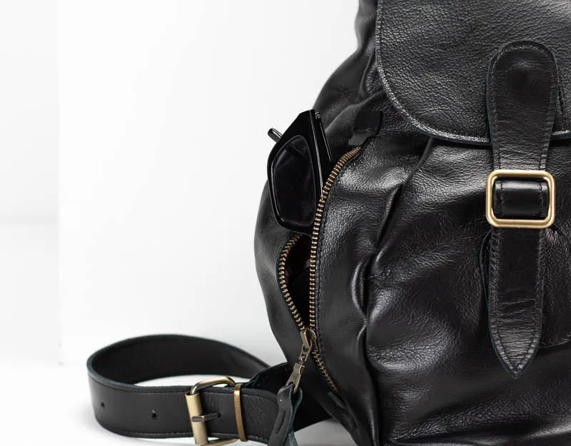 Artemis backpack - Black leather