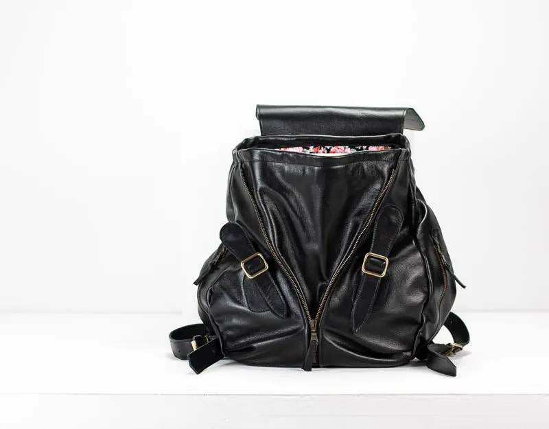 Artemis backpack - Black leather