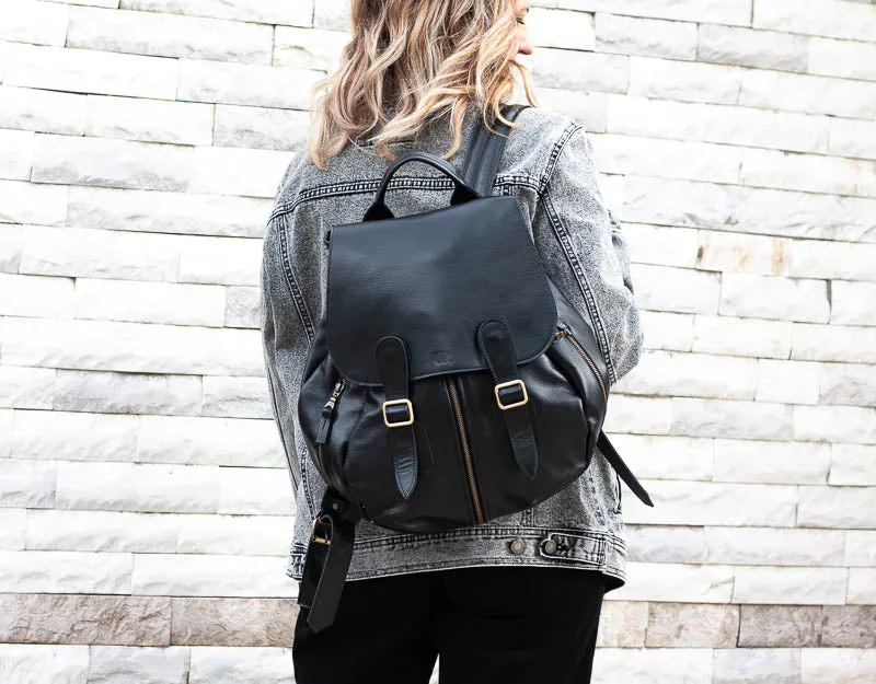 Artemis backpack - Black leather