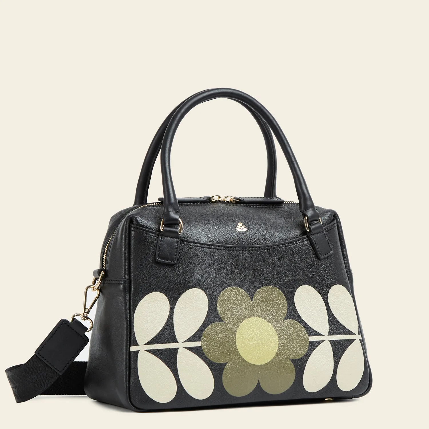 Beatrice Handbag - Black Daisy Stem