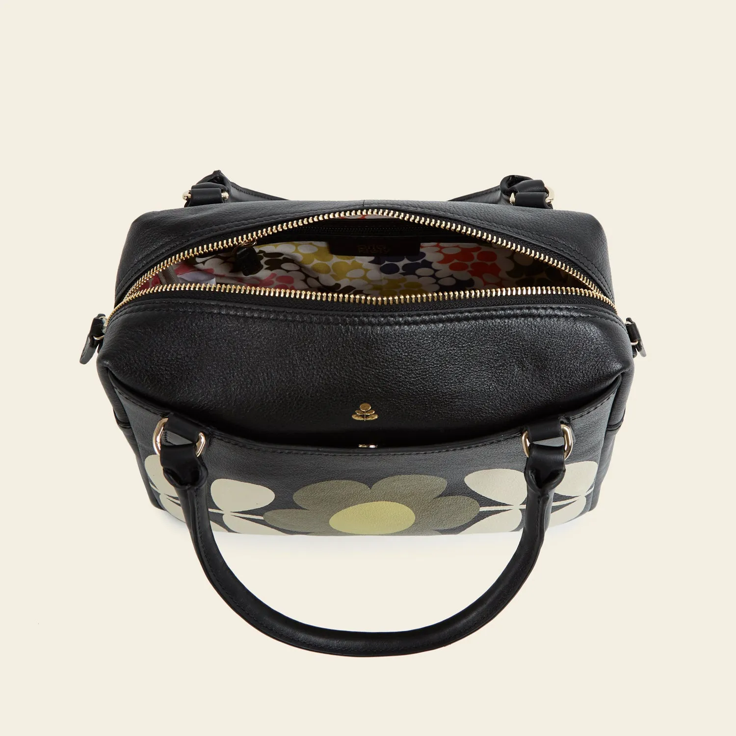 Beatrice Handbag - Black Daisy Stem