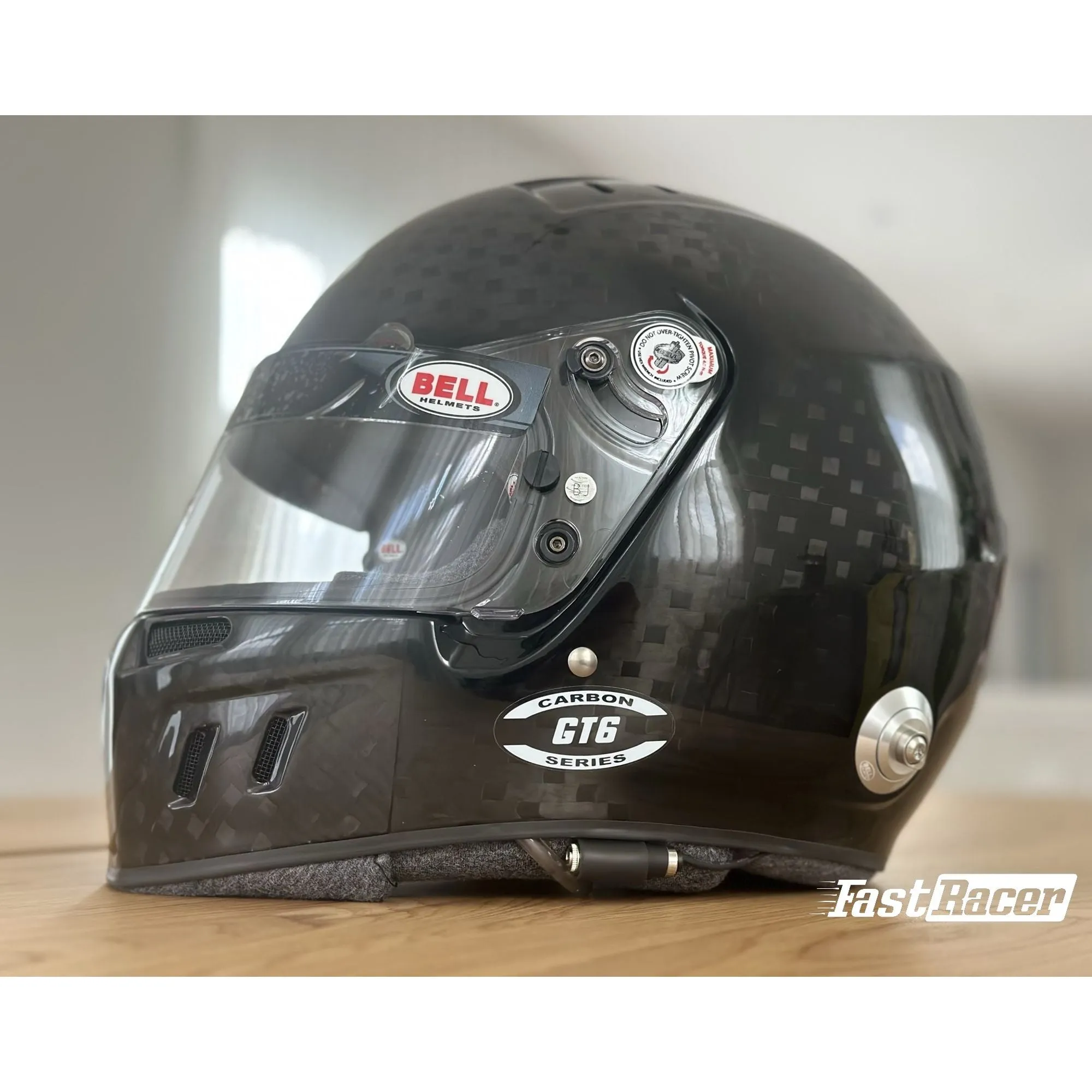 Bell GT6 RD-4C Carbon Racing Helmet With Radio, Drinking Tube, 4-Pin IMSA connector with a Coil Cord  FREE Fleece Helmet Bag