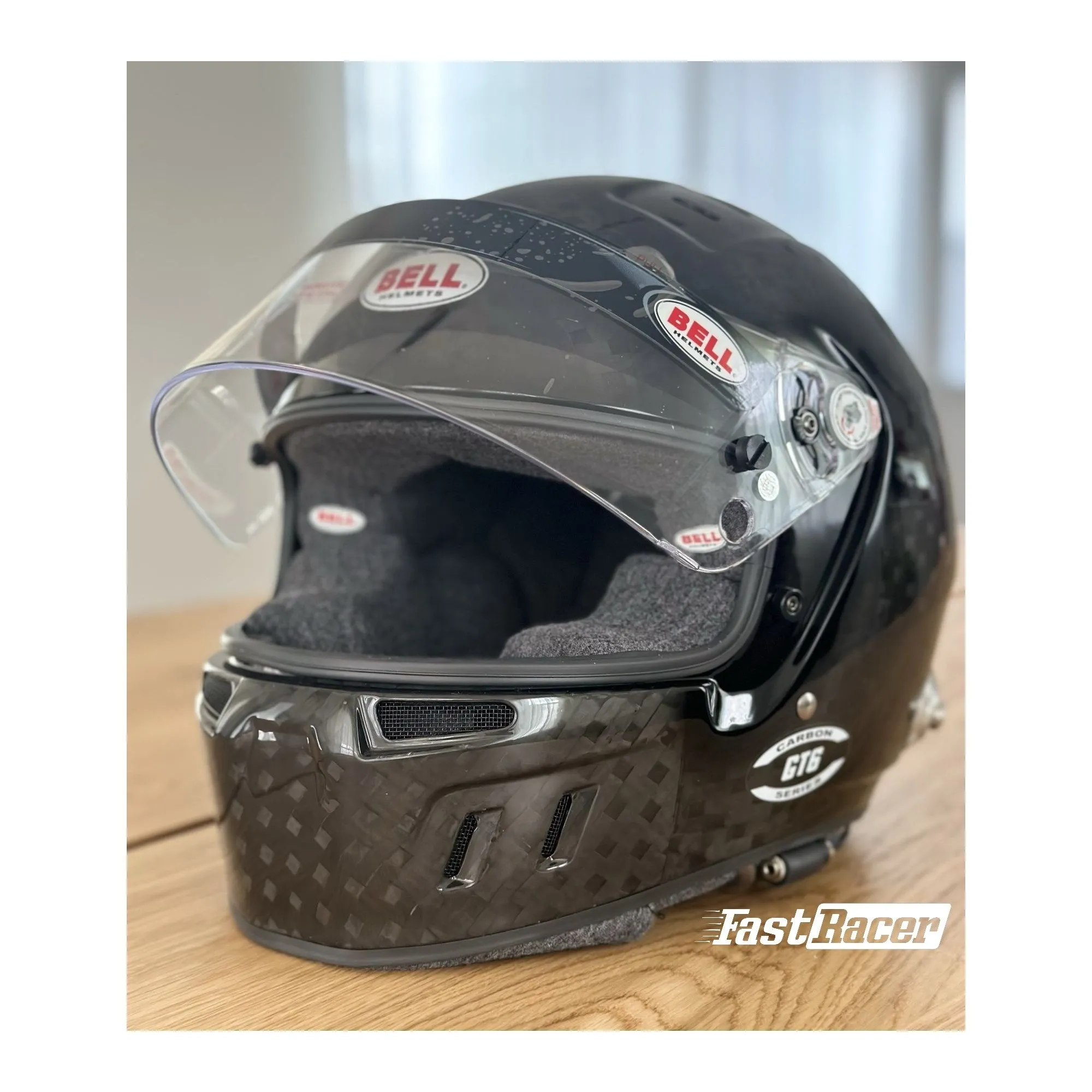 Bell GT6 RD-4C Carbon Racing Helmet With Radio, Drinking Tube, 4-Pin IMSA connector with a Coil Cord  FREE Fleece Helmet Bag