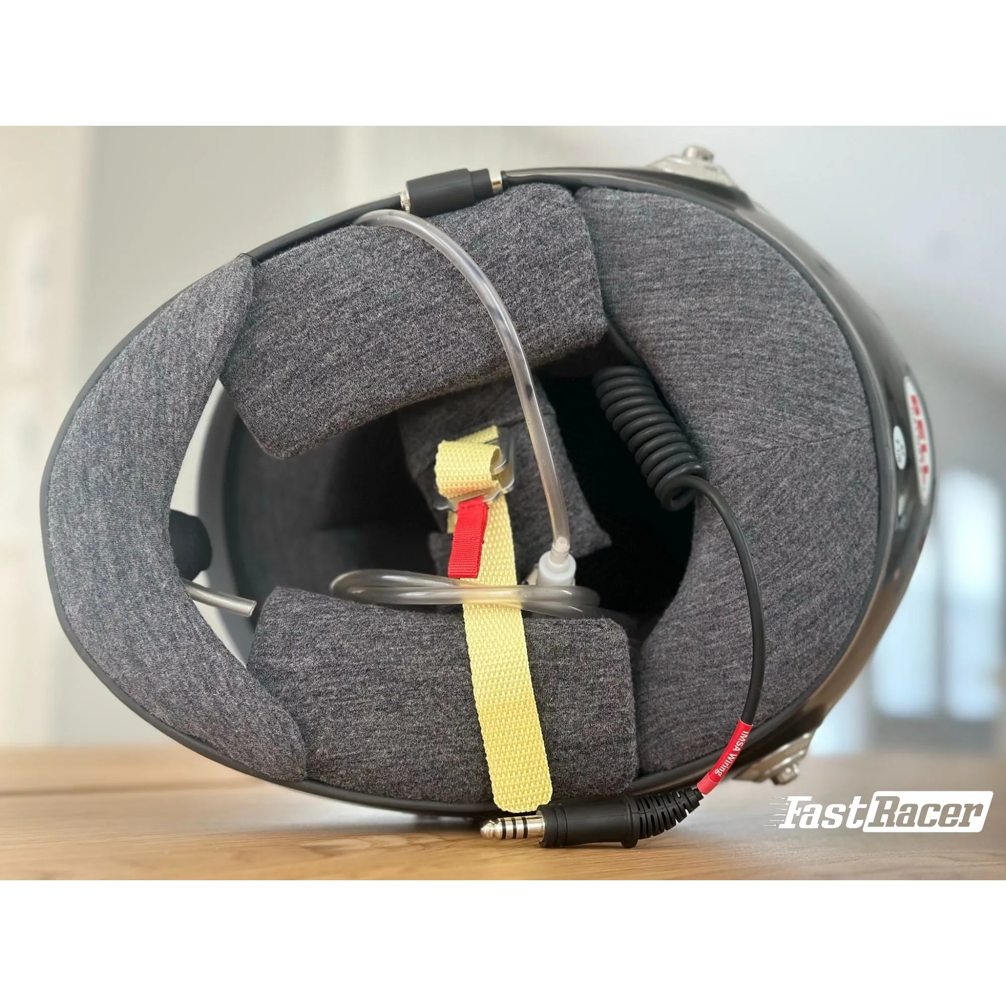 Bell GT6 RD-4C Carbon Racing Helmet With Radio, Drinking Tube, 4-Pin IMSA connector with a Coil Cord  FREE Fleece Helmet Bag