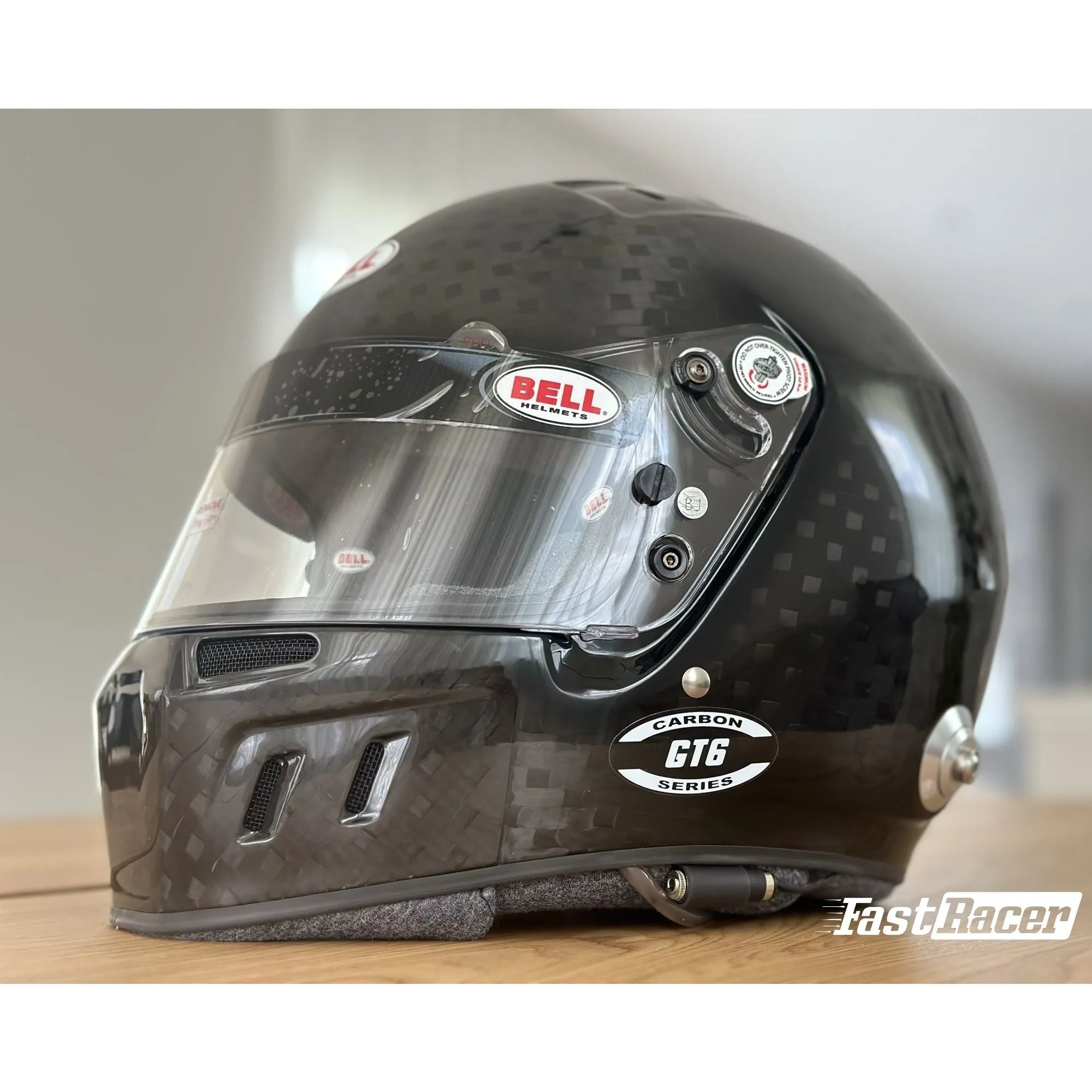 Bell GT6 RD-4C Carbon Racing Helmet With Radio, Drinking Tube, 4-Pin IMSA connector with a Coil Cord  FREE Fleece Helmet Bag