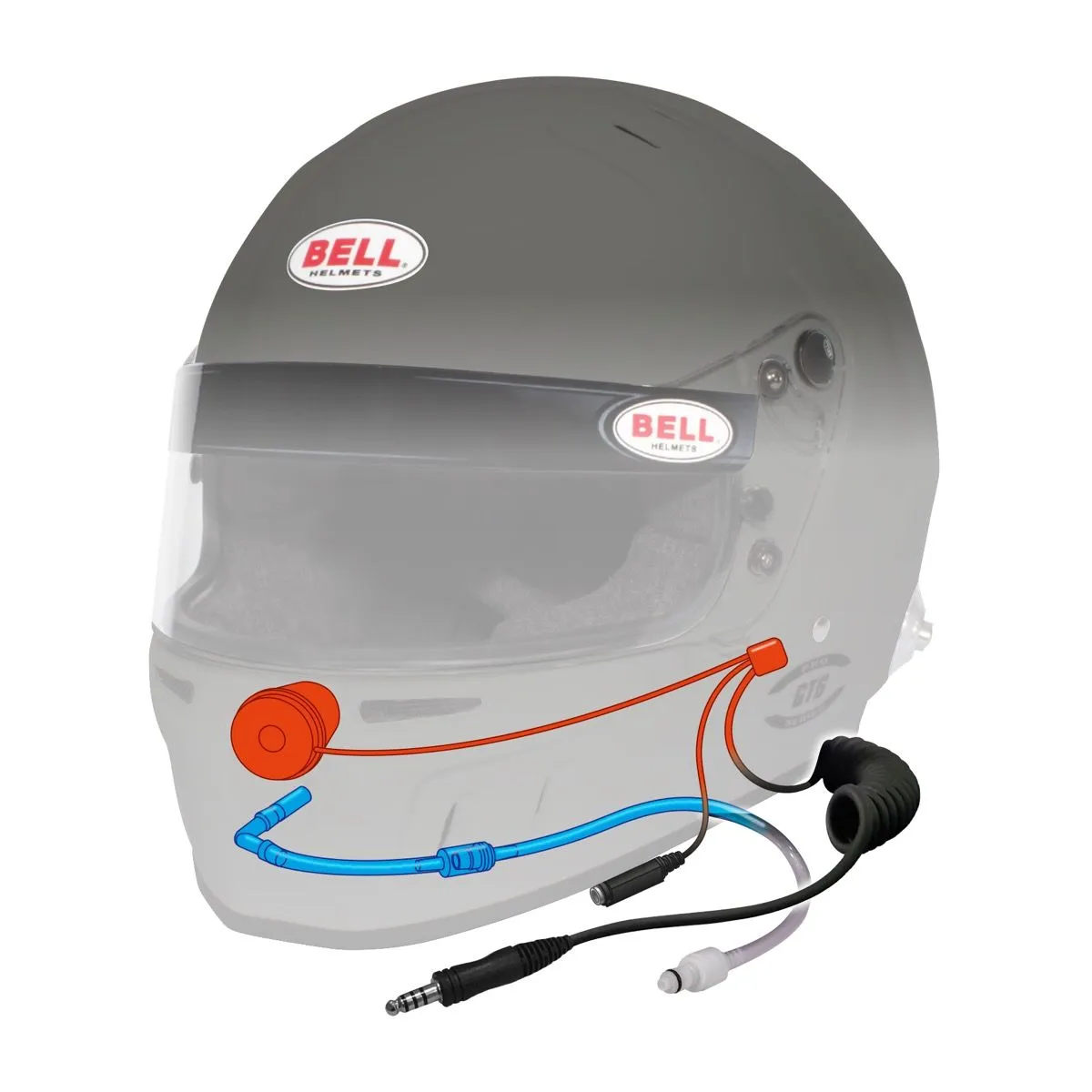 Bell GT6 RD-4C Composite Racing Helmet With Radio, Drinking Tube, 4-Pin IMSA connector with a Coil Cord  FREE Fleece Helmet Bag