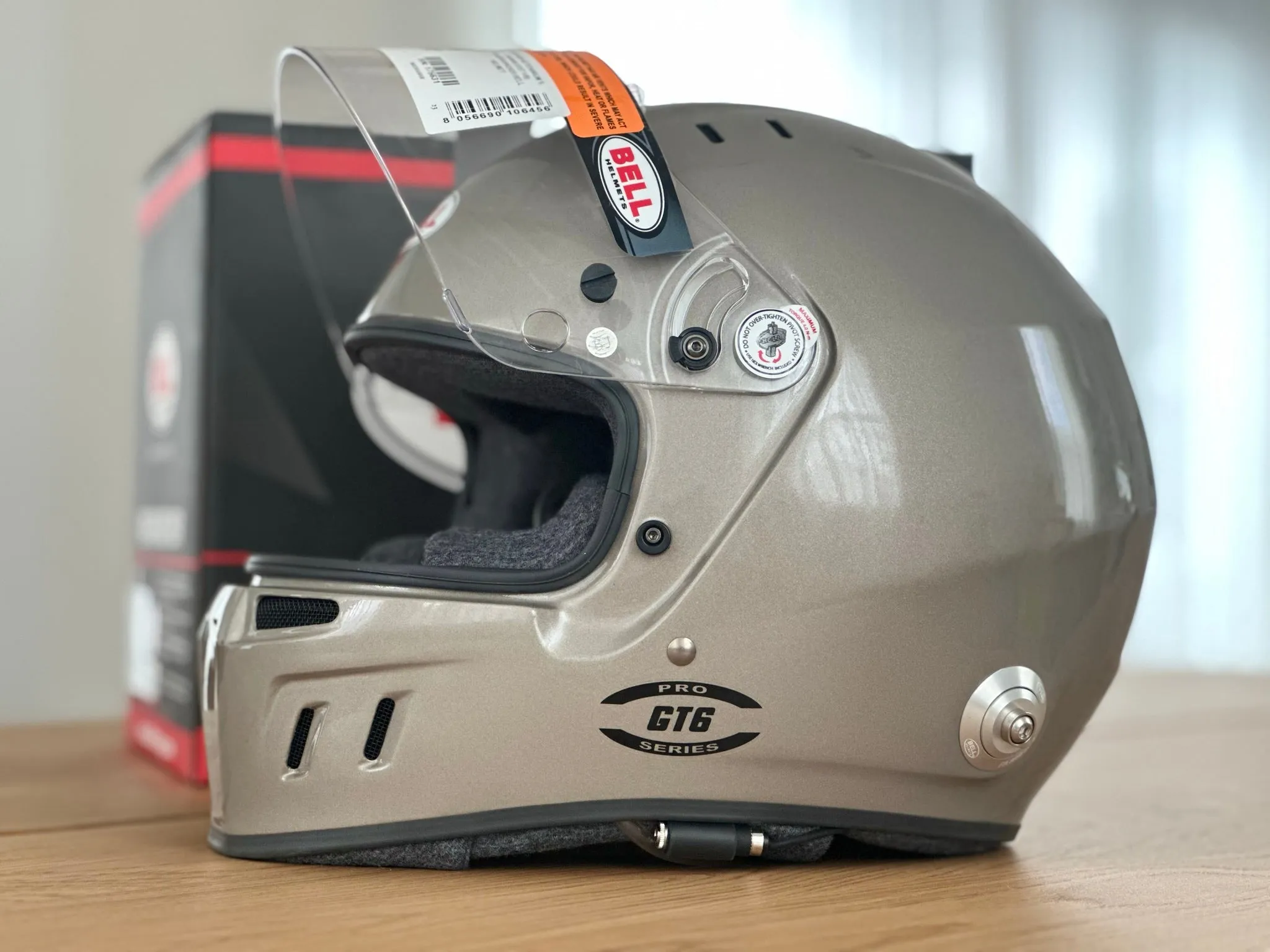 Bell GT6 RD-4C Composite Racing Helmet With Radio, Drinking Tube, 4-Pin IMSA connector with a Coil Cord  FREE Fleece Helmet Bag