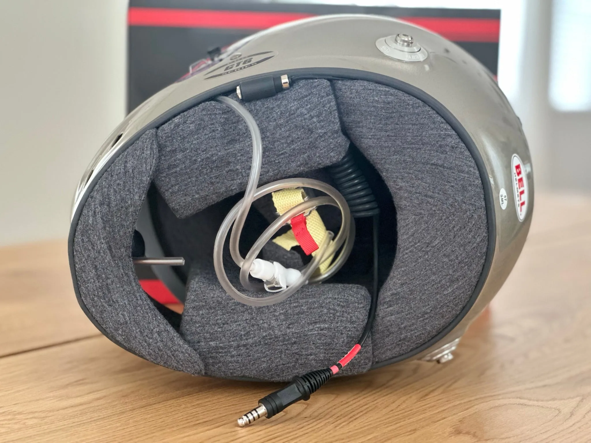 Bell GT6 RD-4C Composite Racing Helmet With Radio, Drinking Tube, 4-Pin IMSA connector with a Coil Cord  FREE Fleece Helmet Bag