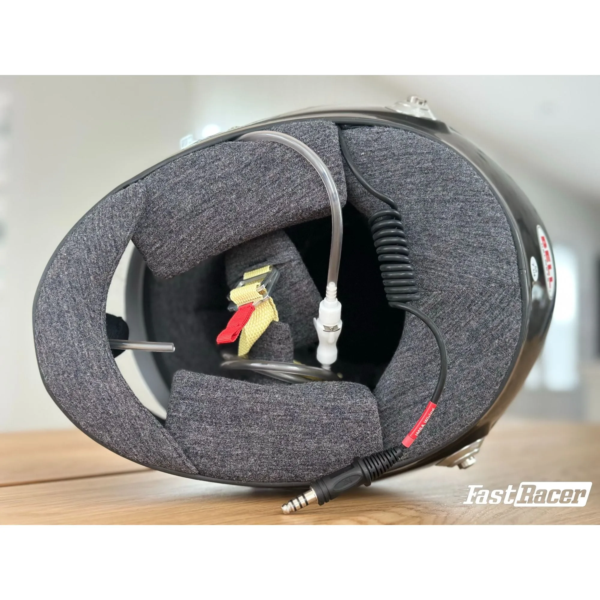 Bell GT6 RD-4C/EC Carbon Racing Helmet With Radio, Ear Cups With Speakers, Drinking Tube, 4-Pin IMSA connector with a Coil Cord  FREE Fleece Helmet Bag