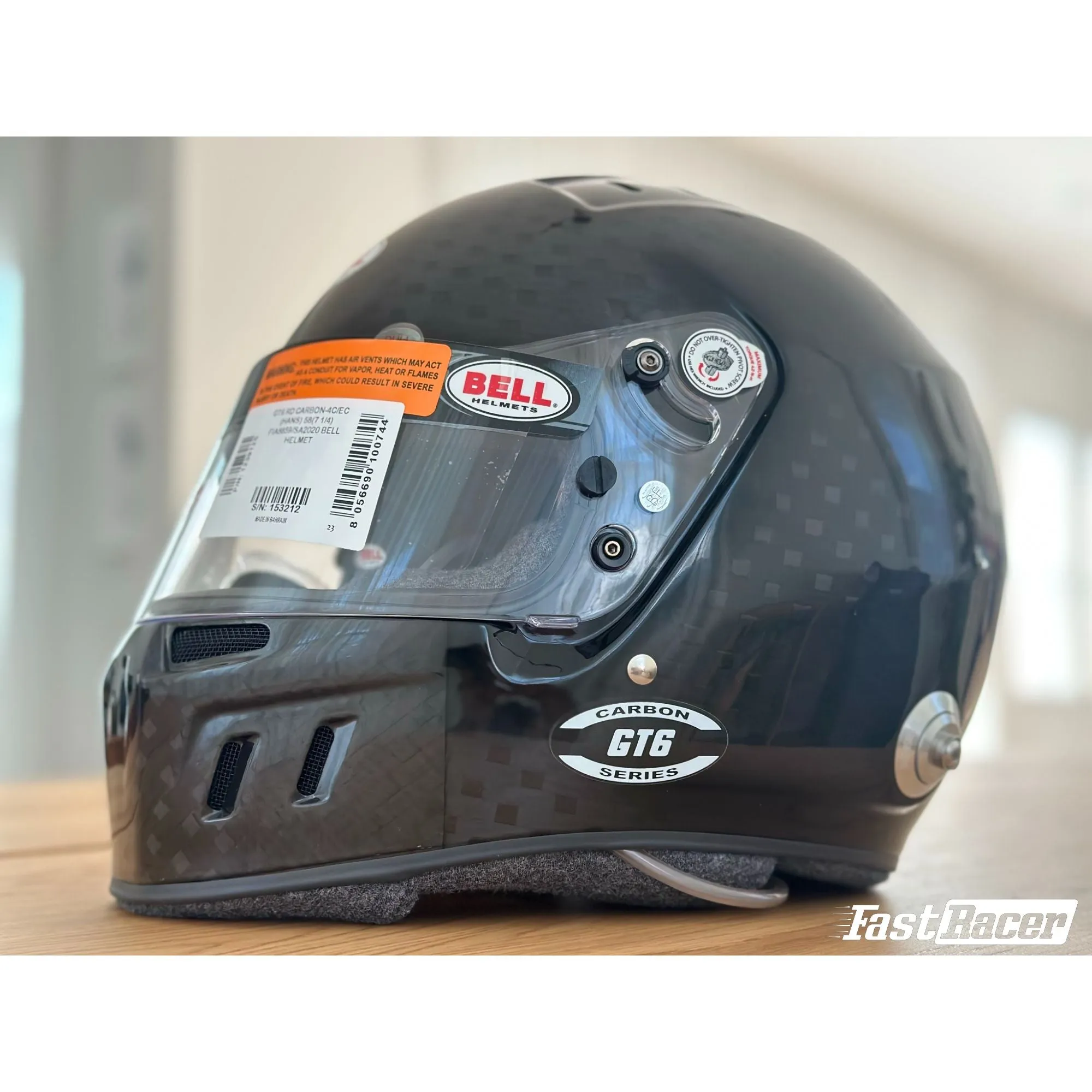 Bell GT6 RD-4C/EC Carbon Racing Helmet With Radio, Ear Cups With Speakers, Drinking Tube, 4-Pin IMSA connector with a Coil Cord  FREE Fleece Helmet Bag