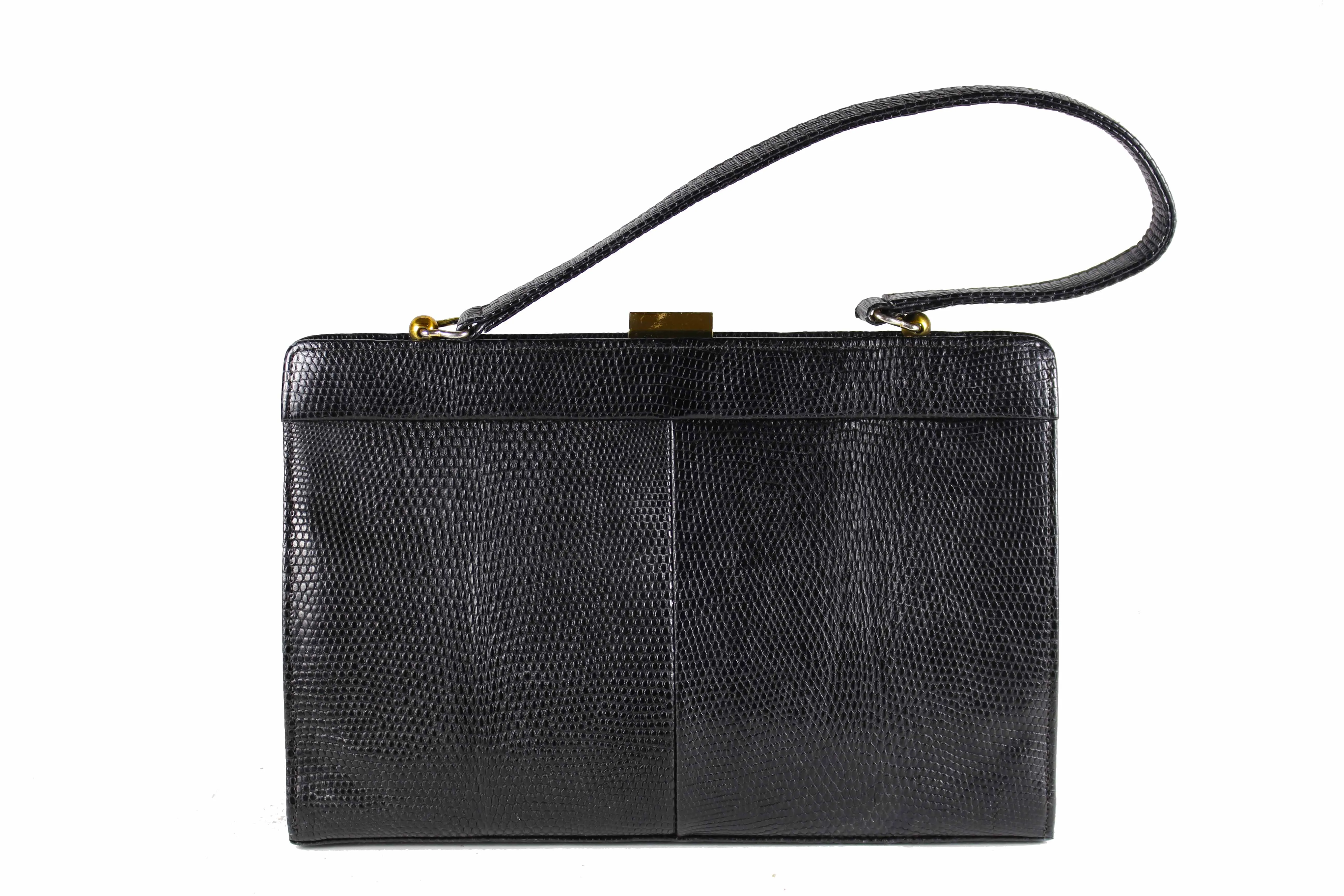 Black lizard skin handbag