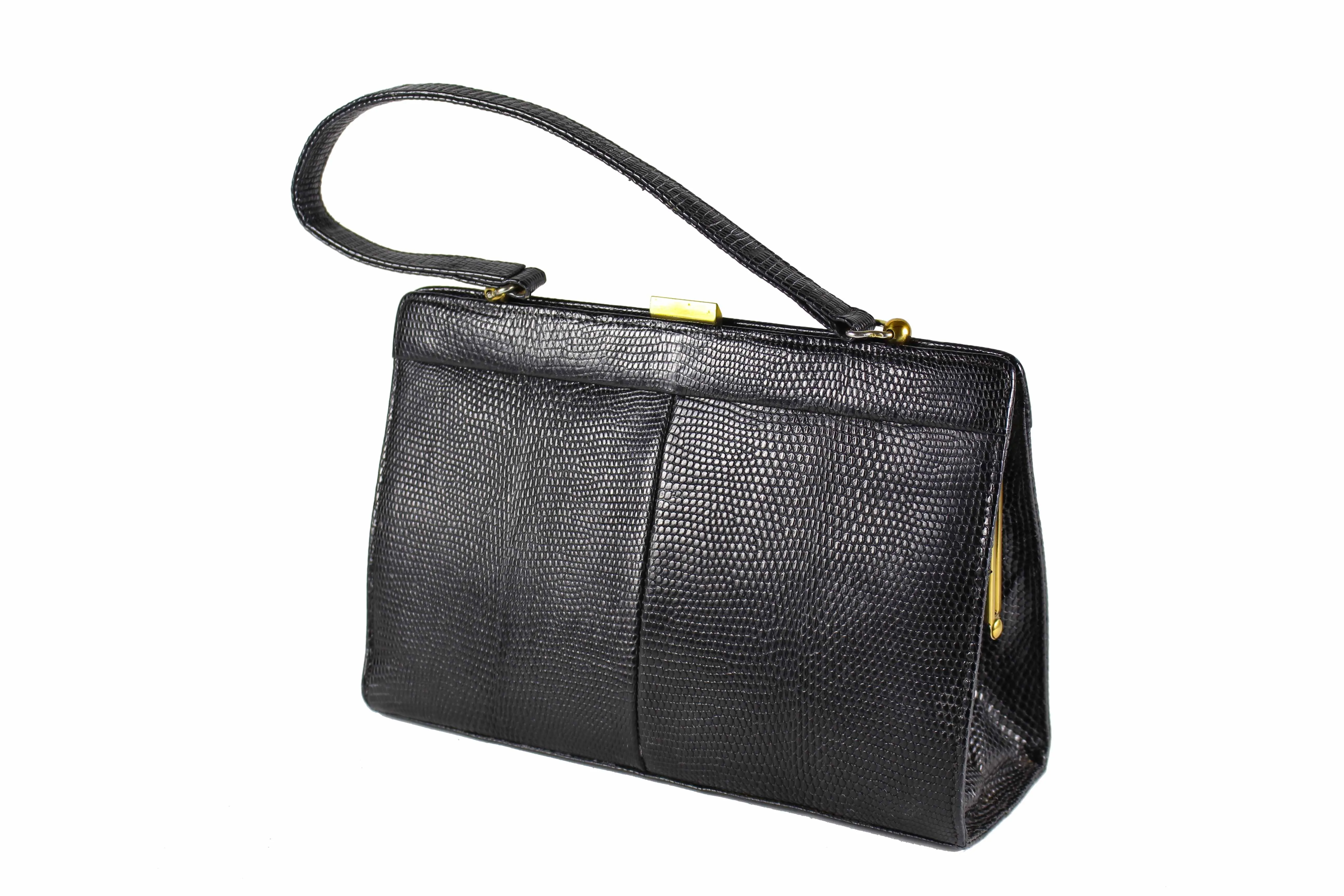 Black lizard skin handbag