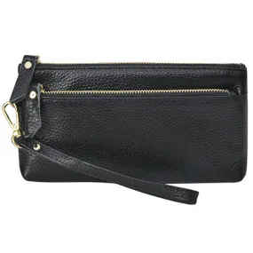 Black NGIL Genuine Leather Wristlet Handbag