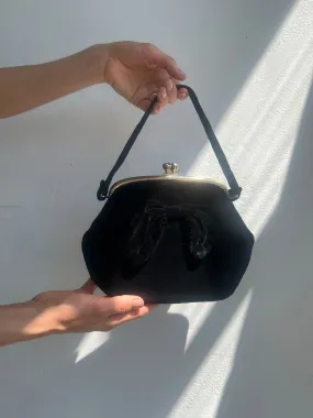 Black Velvet Bow Handbag