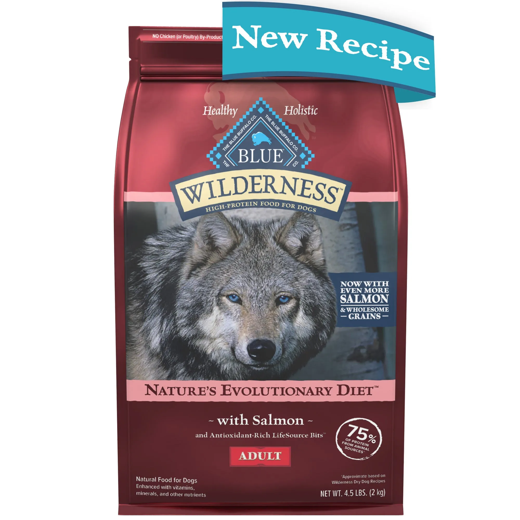 Blue Buffalo Wilderness High Protein Natural Adult Dry Dog Food plus Wholesome Grains, Salmon 4.5 lb. bag