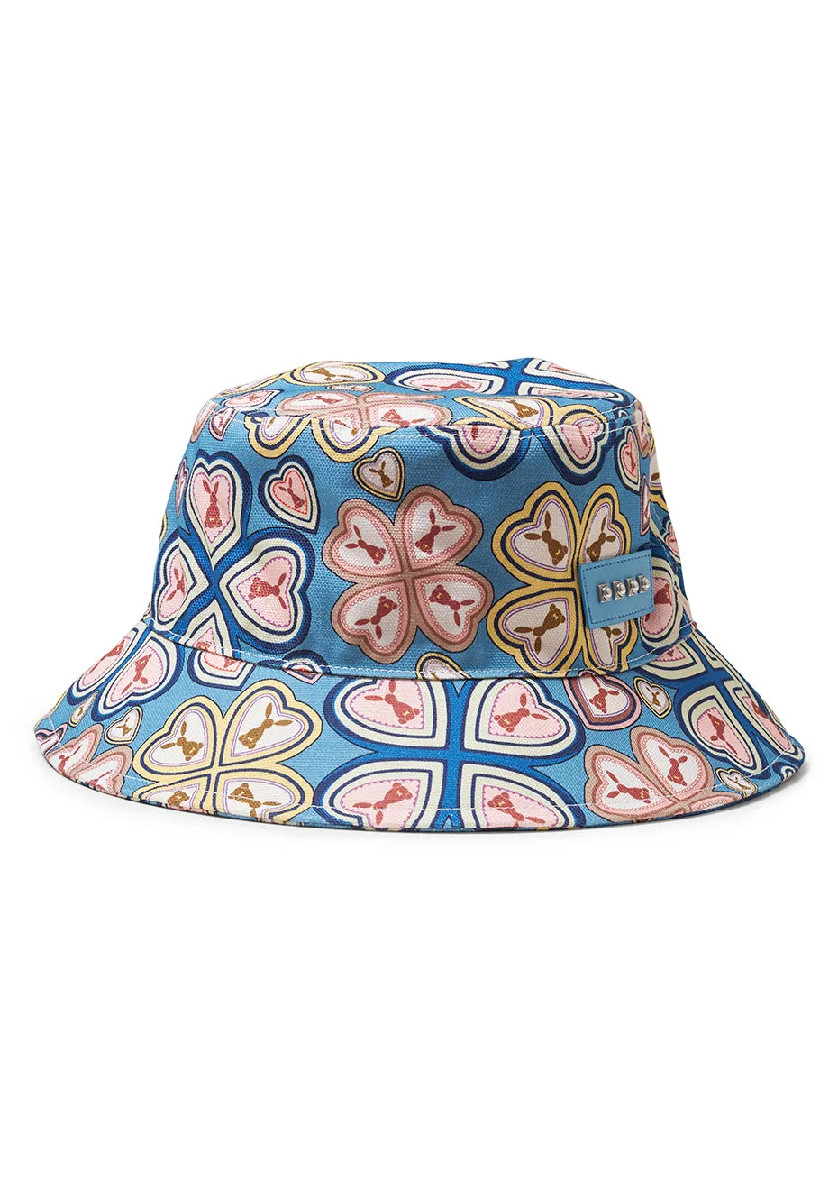 Blue Clover Print Bucket Hat