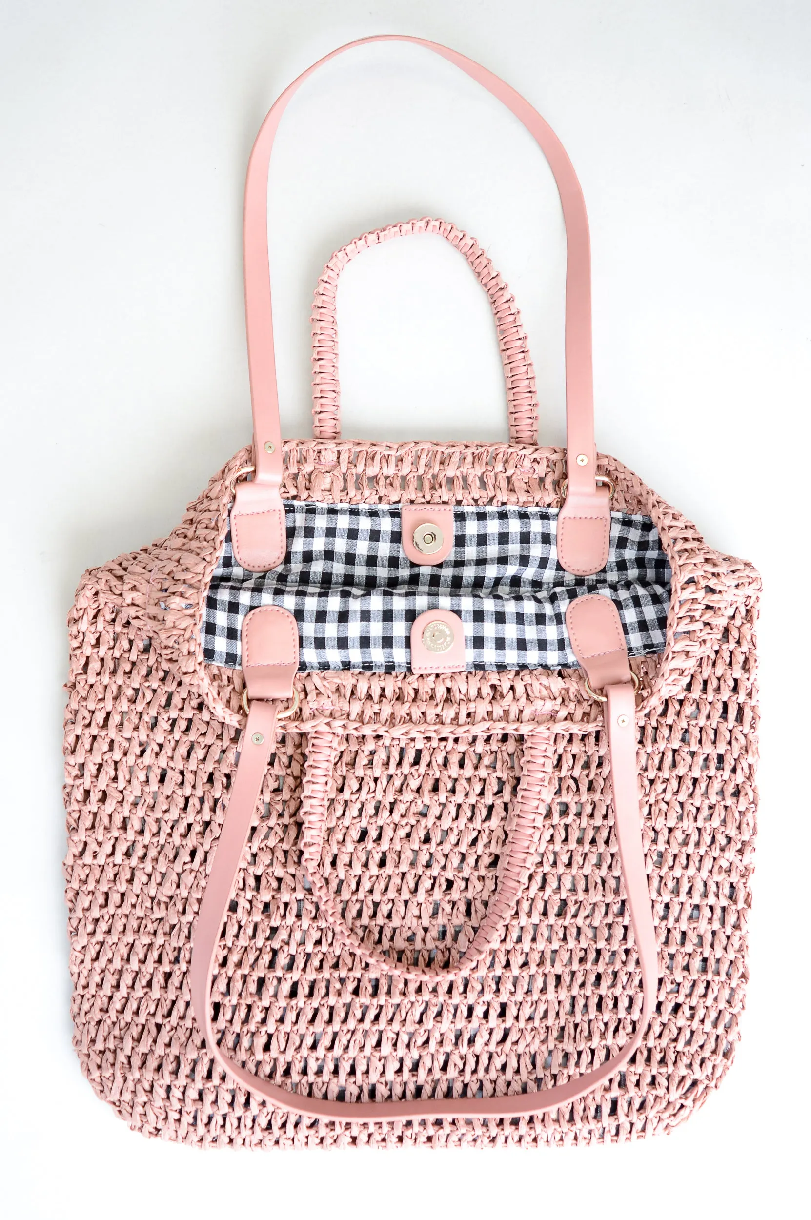 Bonati Handbag, Pink, Rattan