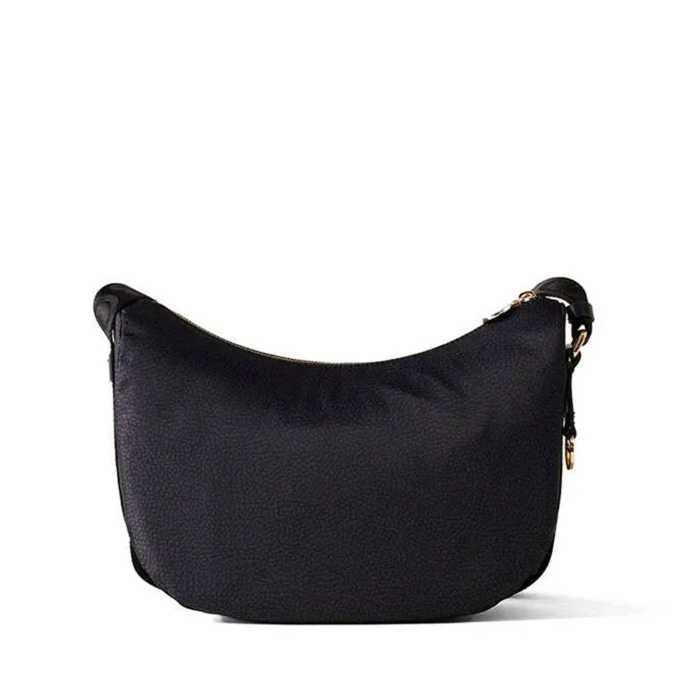 Borsa a Tracolla BORBONESE Luna Bag Mini linea Jet Op in Nylon Colore Dark Black