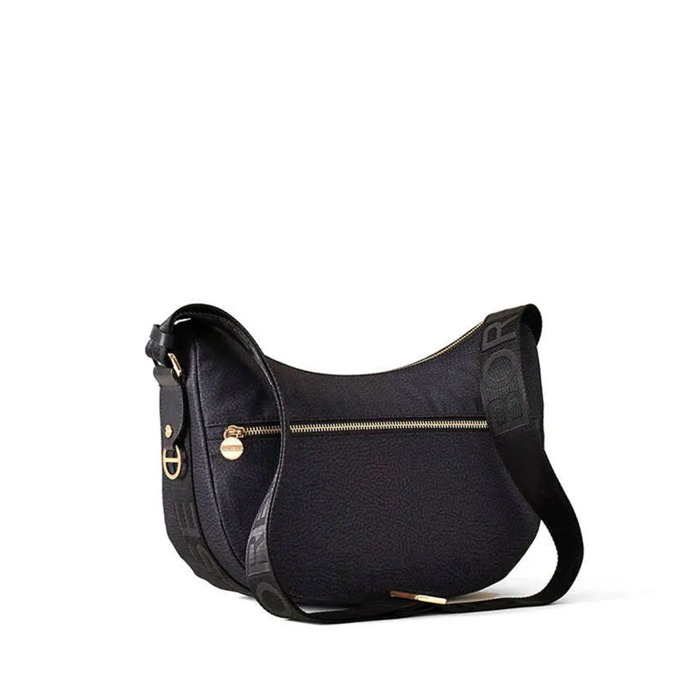 Borsa a Tracolla BORBONESE Luna Bag Mini linea Jet Op in Nylon Colore Dark Black