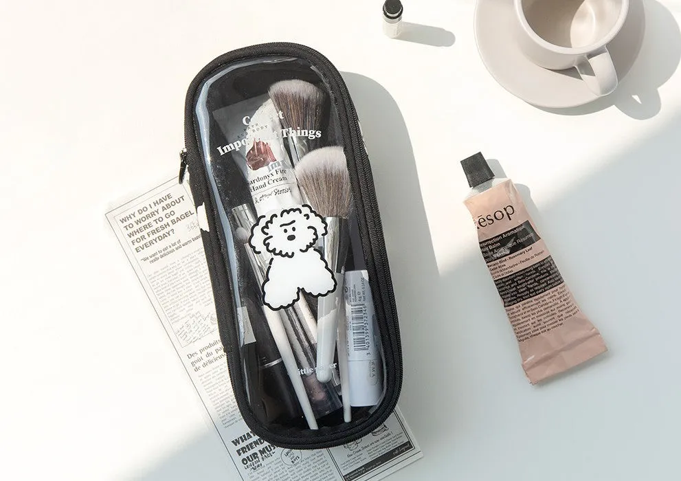 Clear Cute Poodle Puppy Dog Pencase Pencilcases Transparent Stationery Cosmetic Pouch Bag Cotton School Office Gifts Students Teens Girls Womens