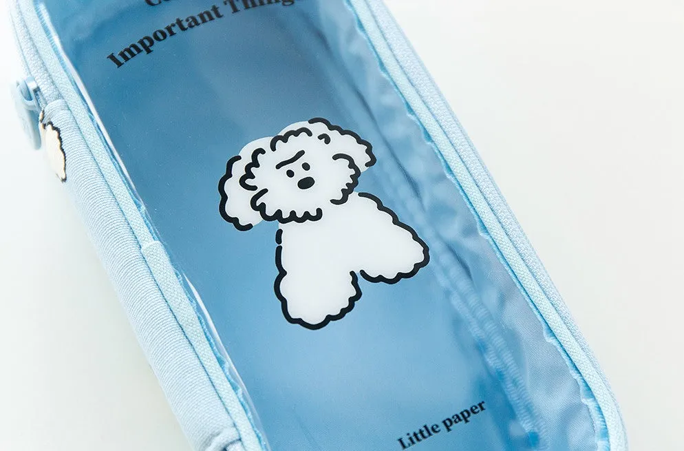 Clear Cute Poodle Puppy Dog Pencase Pencilcases Transparent Stationery Cosmetic Pouch Bag Cotton School Office Gifts Students Teens Girls Womens