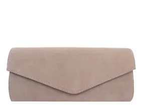 Clutch Handbag Suede - Beige