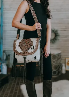 Concealed Carry Cowhide Boho & Fringe Crossbody Handbag