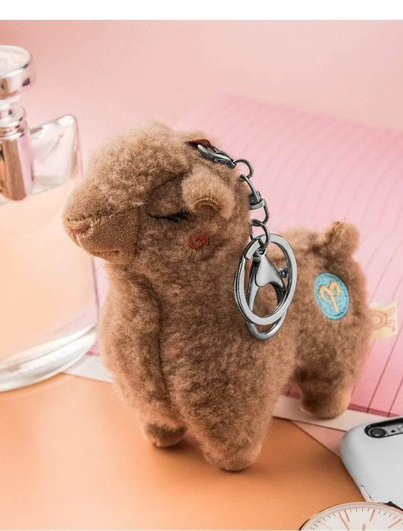 Cute mini alpaca smiling alpaca soft cotton animal plush stuffed doll toy keychain cartoon bag pendant kids girl birthday gift