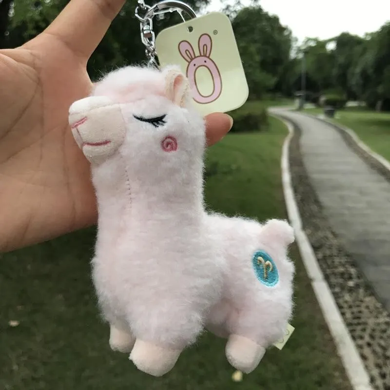 Cute mini alpaca smiling alpaca soft cotton animal plush stuffed doll toy keychain cartoon bag pendant kids girl birthday gift