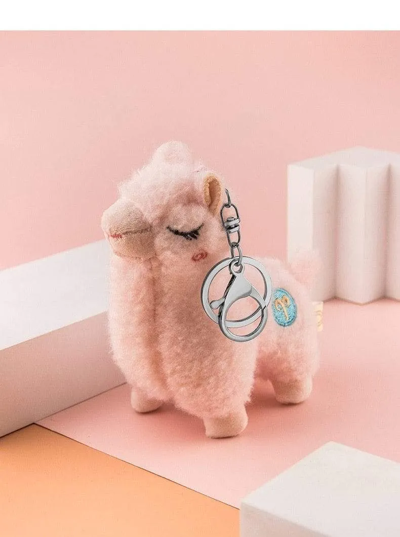 Cute mini alpaca smiling alpaca soft cotton animal plush stuffed doll toy keychain cartoon bag pendant kids girl birthday gift