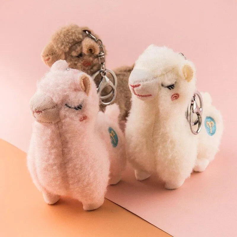 Cute mini alpaca smiling alpaca soft cotton animal plush stuffed doll toy keychain cartoon bag pendant kids girl birthday gift