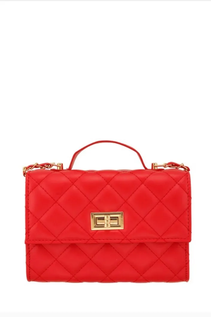 Diamond Quilted Crossbody (Red)