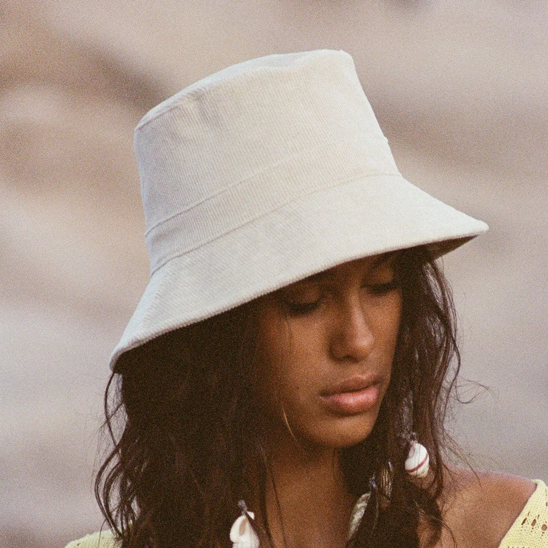 Dunes Corduroy Bucket Hat, Beige