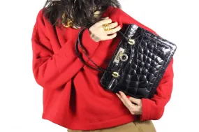 EL CORTE INGLÉS black crocodile skin handbag