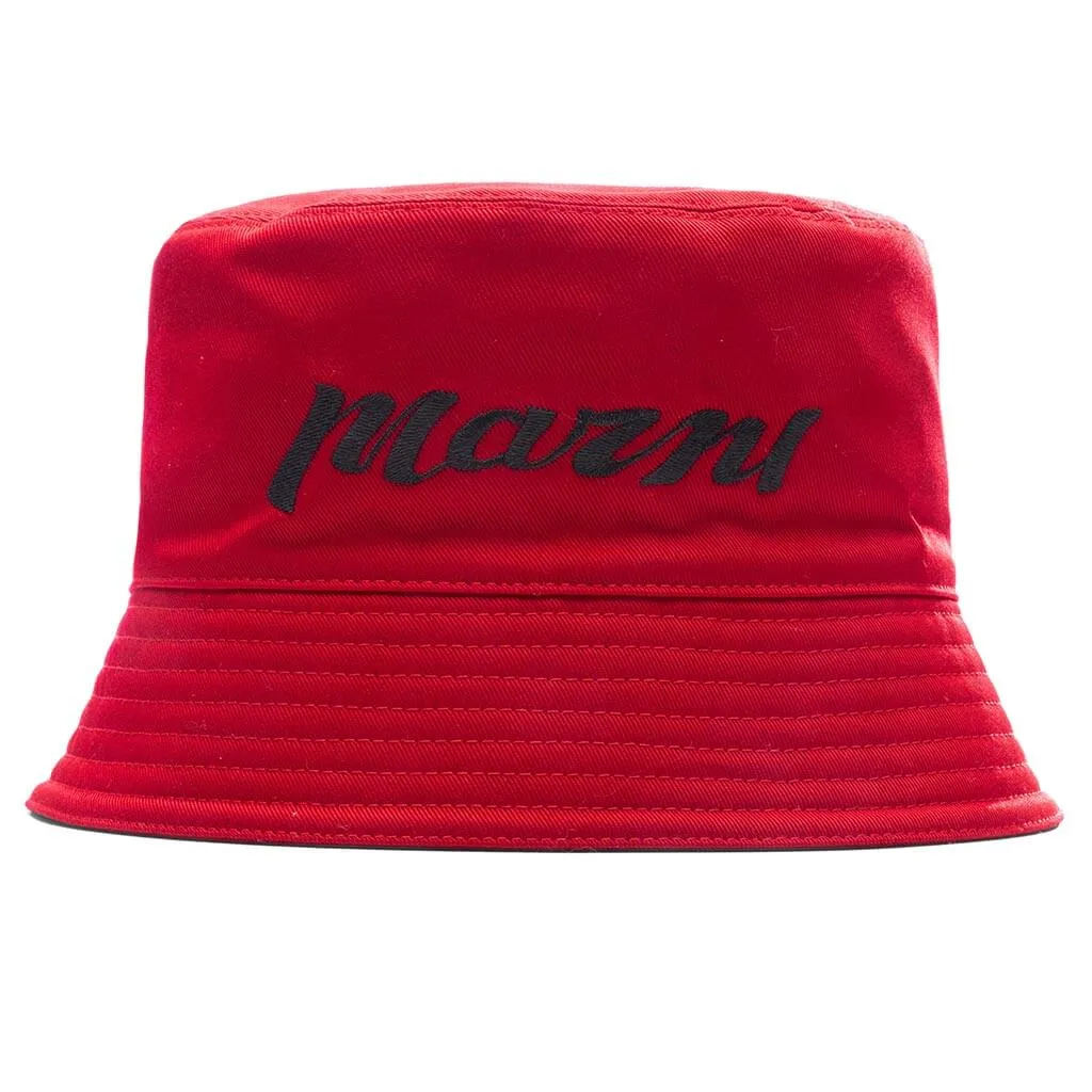 Embroidered Logo Bucket Hat - Chilli