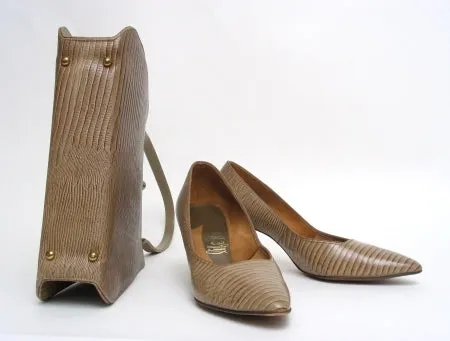 Faux Lizard Pumps with matched Handbag