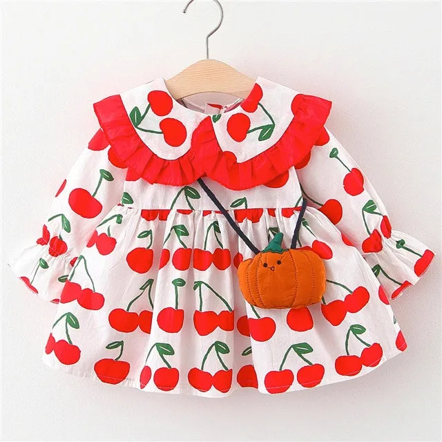 Girls Long Sleeve Dress   Handbag 2 Pcs Set