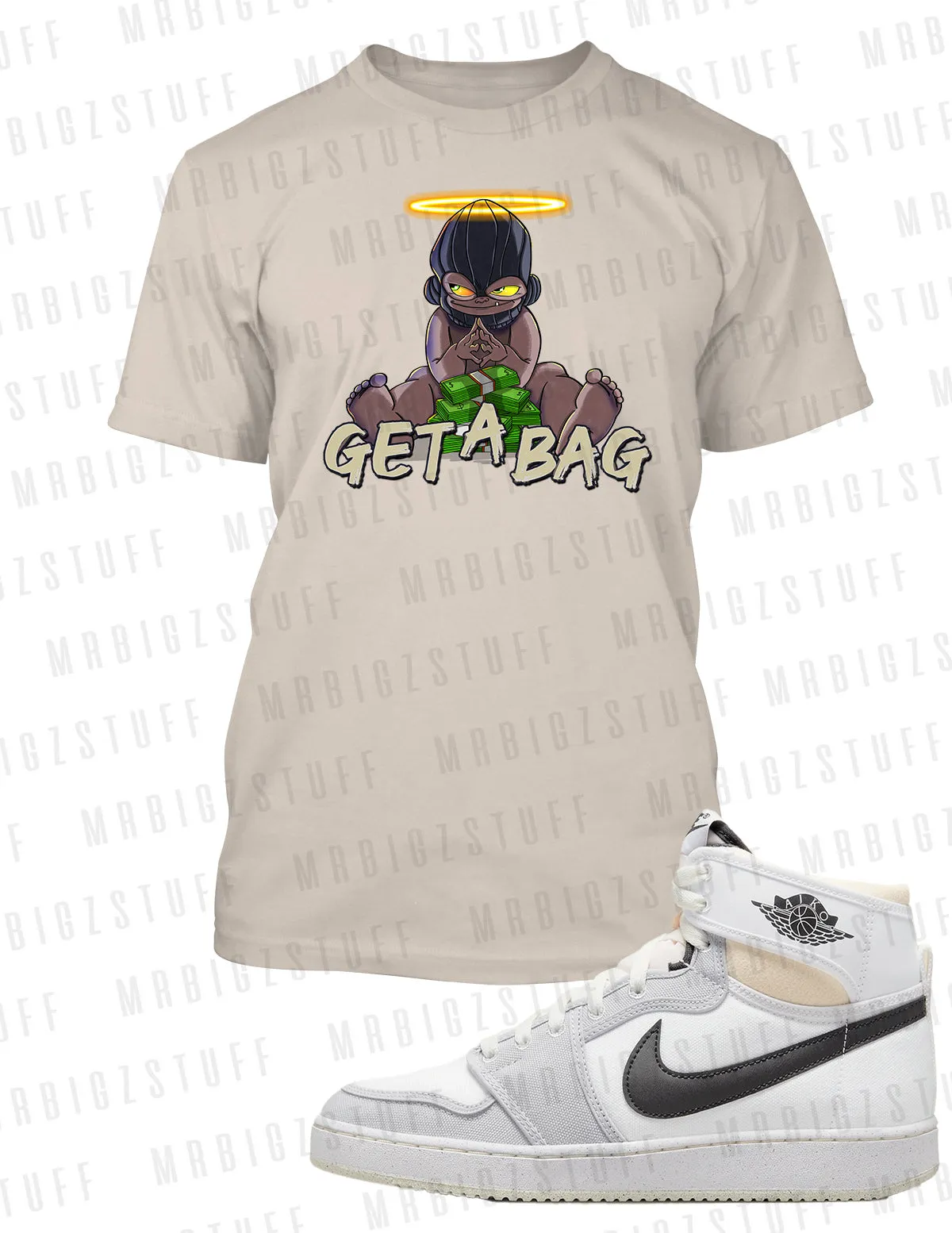 Graphic Mens Big and Tall Hip Tee Shirt Baby Bandit Get The Bag to Match Air Jordan 1 KO