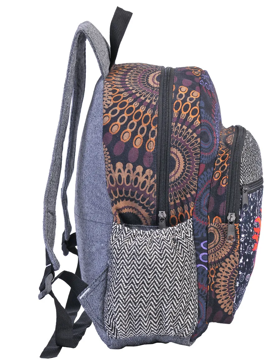 Graphic Sun and Moon Print Cotton Back Pack Bag