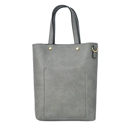 Gray Faux Leather NGIL Bucket Handbag